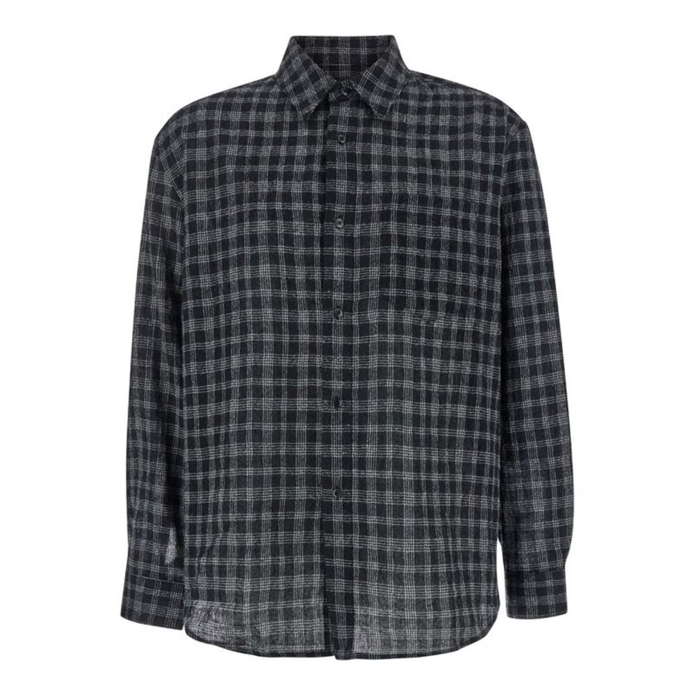 Tonywack Men Black Shirt With Check Motif In Wool Blend Man